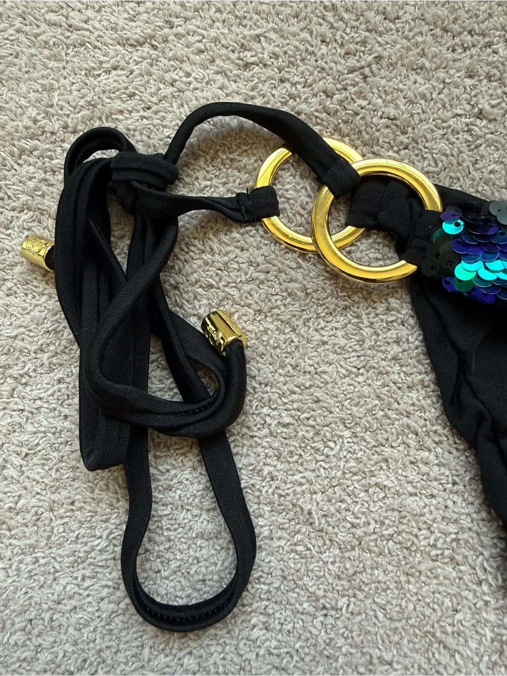 NEW - BEACH BUNNY x REVOLVE - Ariel Tie Side Skimpy - MERMAID BLUE/GREEN OMBRE - Picture 4 of 12